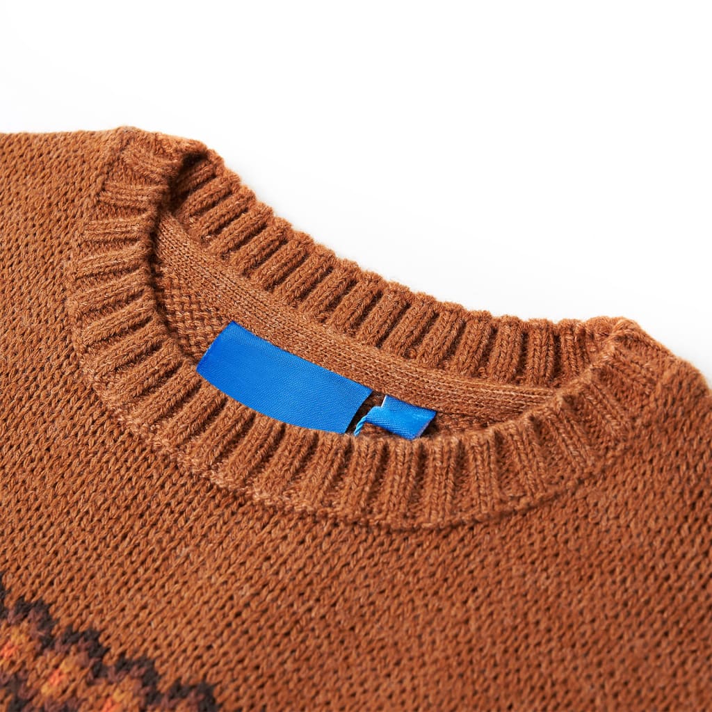 Vidaxl Child's Pull tricoté 128 Cognac colored