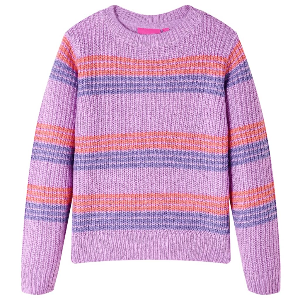 Pull pour enfants Vidaxl tricoté de rayures 92 lilas et rose