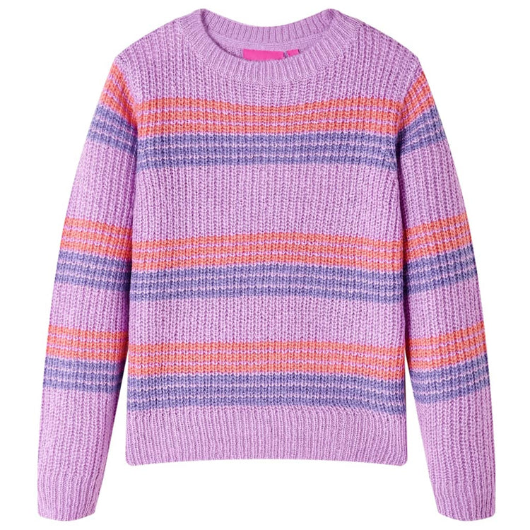 Pull pour enfants Vidaxl tricoté de rayures 92 lilas et rose