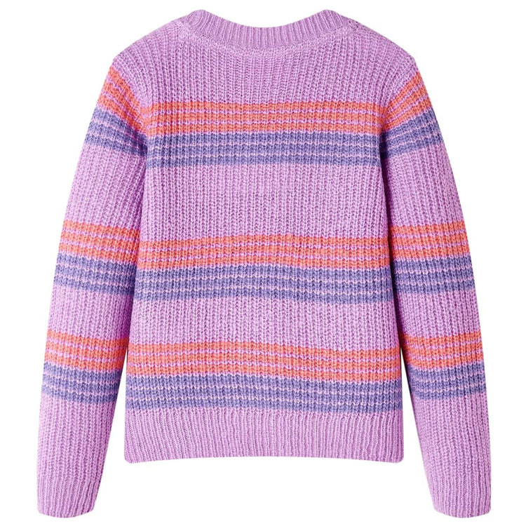 Pull pour enfants Vidaxl tricoté de rayures 92 lilas et rose