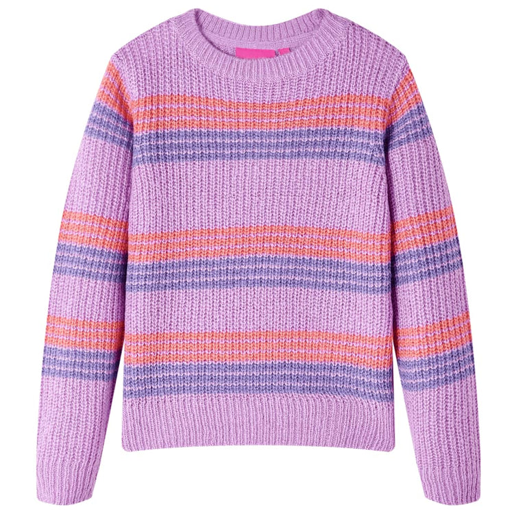 Pull pour enfants Vidaxl tricoté avec des rayures 104 lilas et rose