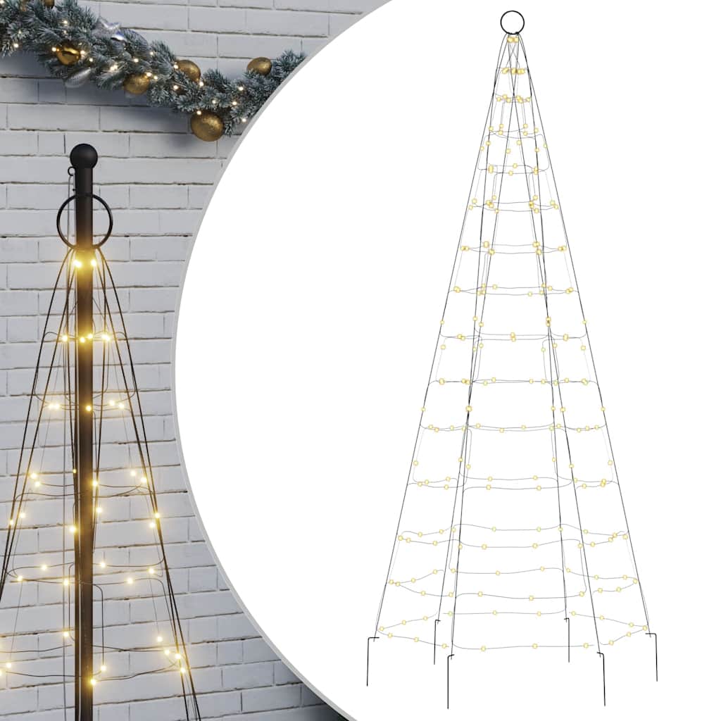 Vidaxl LED Arbre de Noël à Vlagmast 200 LEDS blanc chaud 180 cm