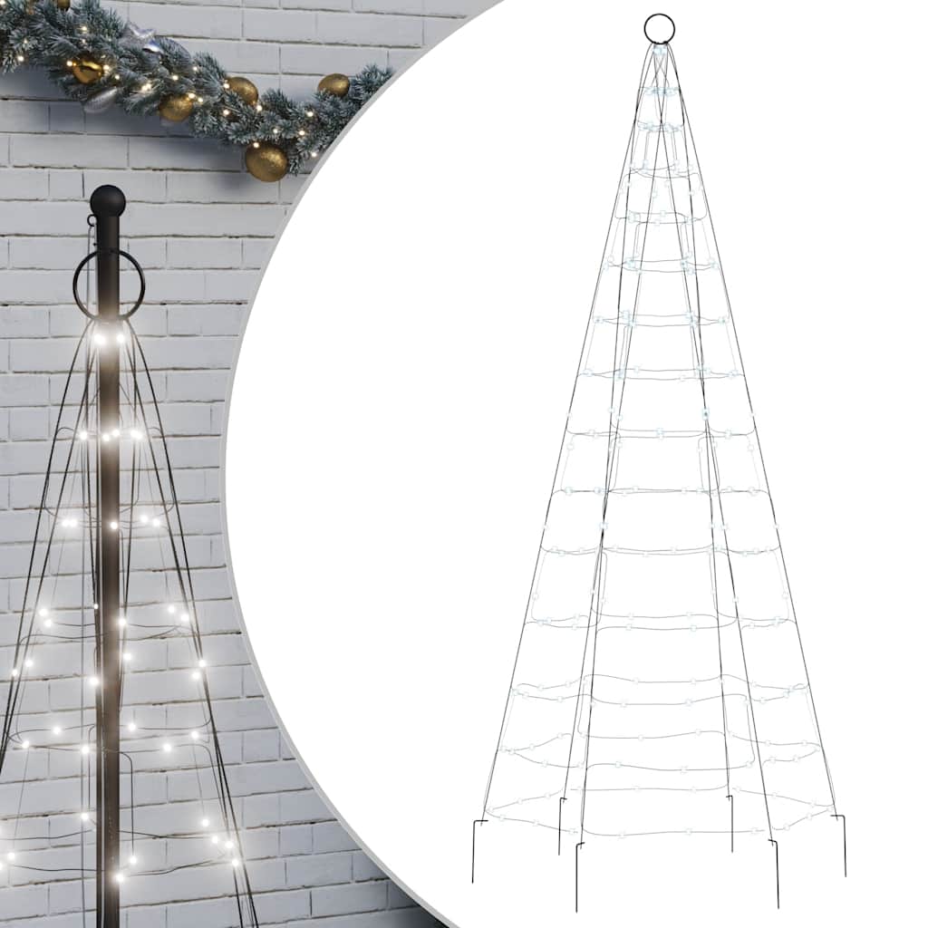 Vidaxl LED Arbre de Noël à Vlaggenmast 200 LEDS blanc froid 180 cm
