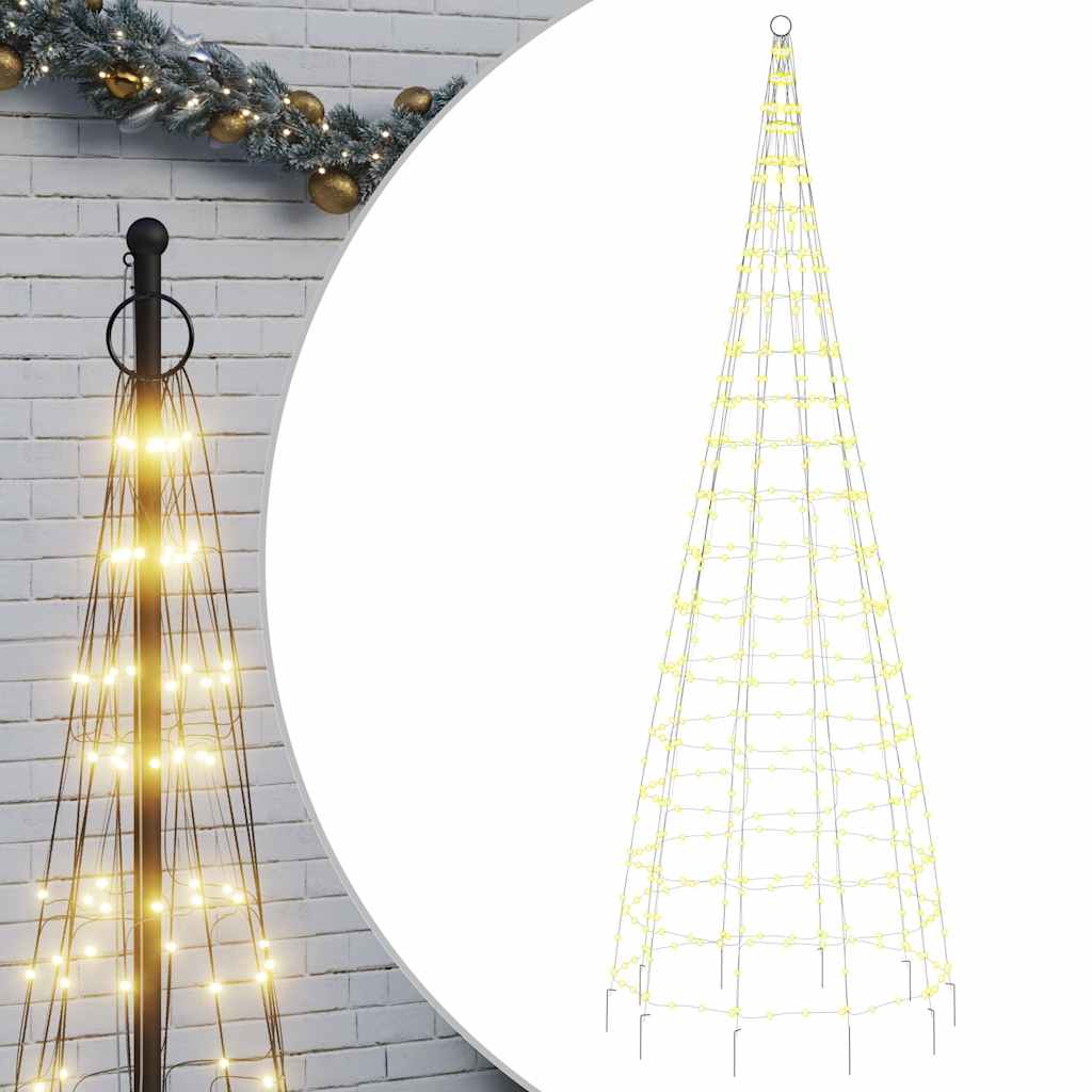 Vidaxl LED Arbre de Noël à Vlaggenmast 550 LEDS blanc chaud 300 cm