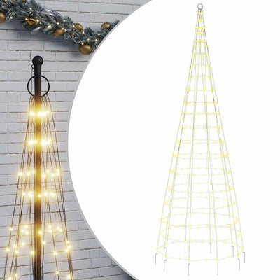 Vidaxl LED Arbre de Noël à Vlaggenmast 550 LEDS blanc chaud 300 cm