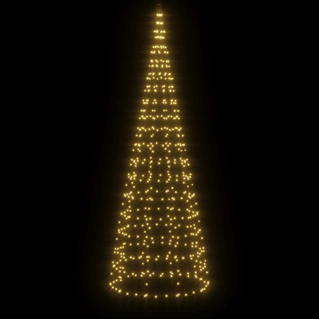 Vidaxl LED Arbre de Noël à Vlaggenmast 550 LEDS blanc chaud 300 cm