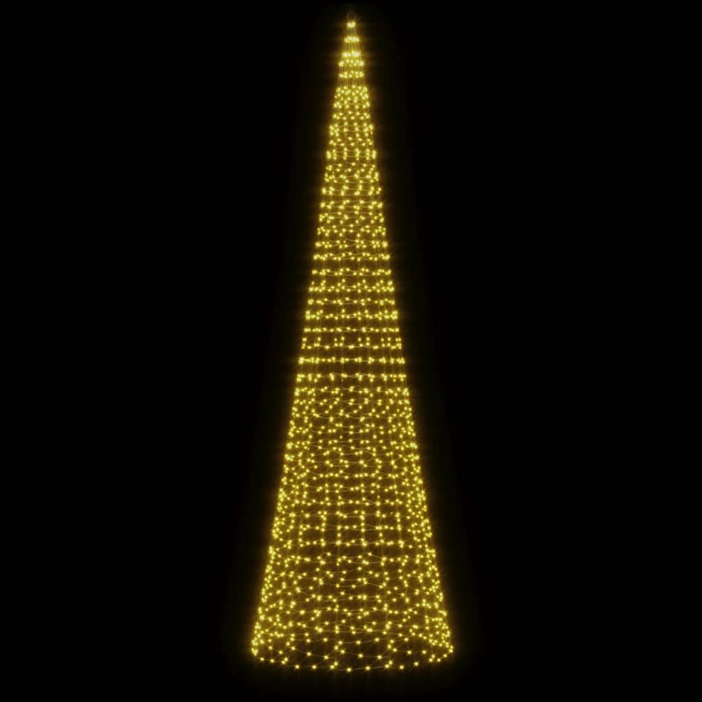 Vidaxl LED Arbre de Noël à Vlaggenmast 1534 LEDS blanc chaud 500 cm