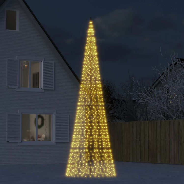 Vidaxl LED Arbre de Noël à Vlaggenmast 1534 LEDS blanc chaud 500 cm