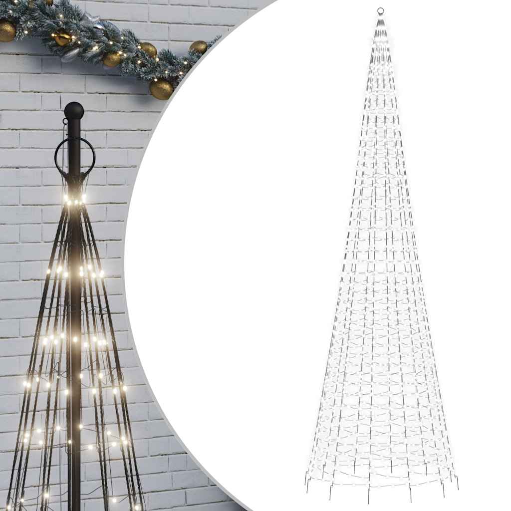 Vidaxl LED Arbre de Noël à Flagpole 1534 LEDS Cold White 500 cm