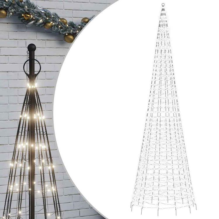 Vidaxl LED Arbre de Noël à Flagpole 1534 LEDS Cold White 500 cm