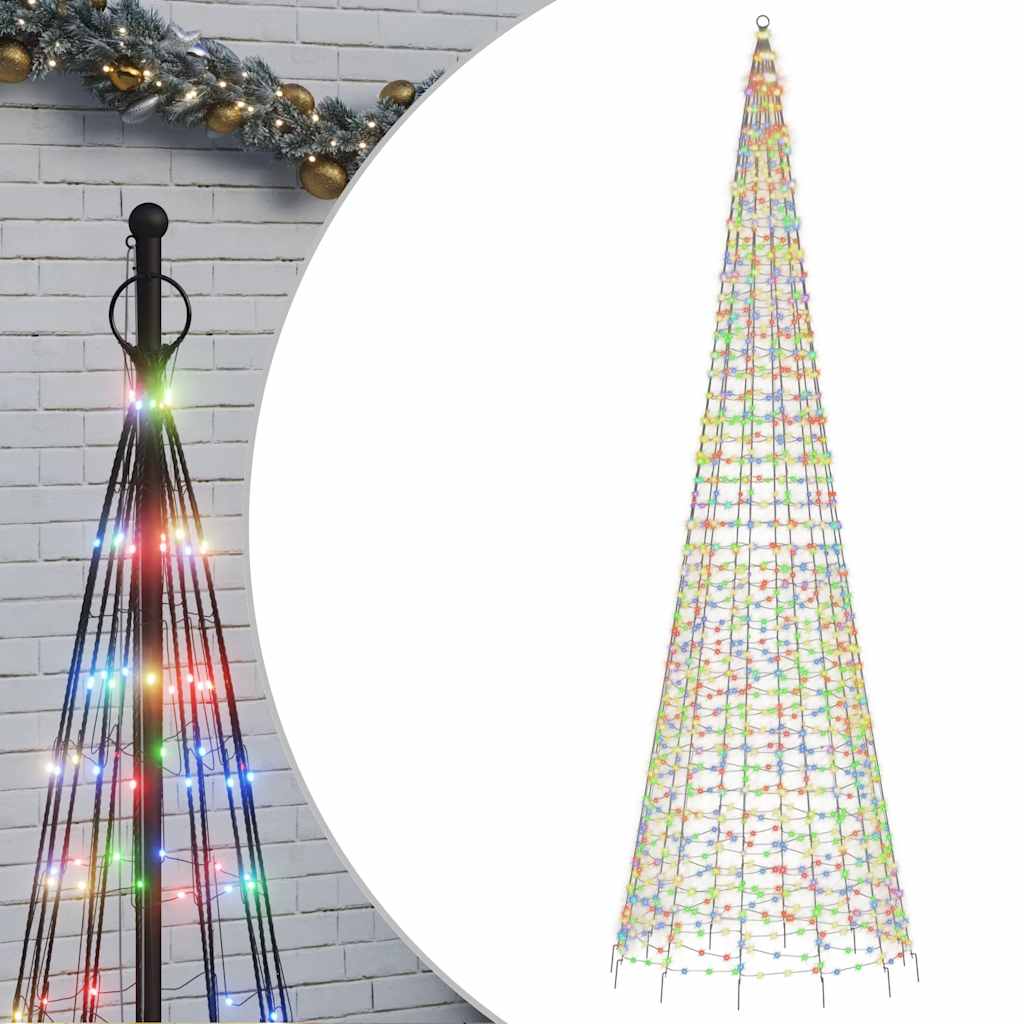Vidaxl Cone de lumière sur le mât 1534 LED multicolores 500 cm