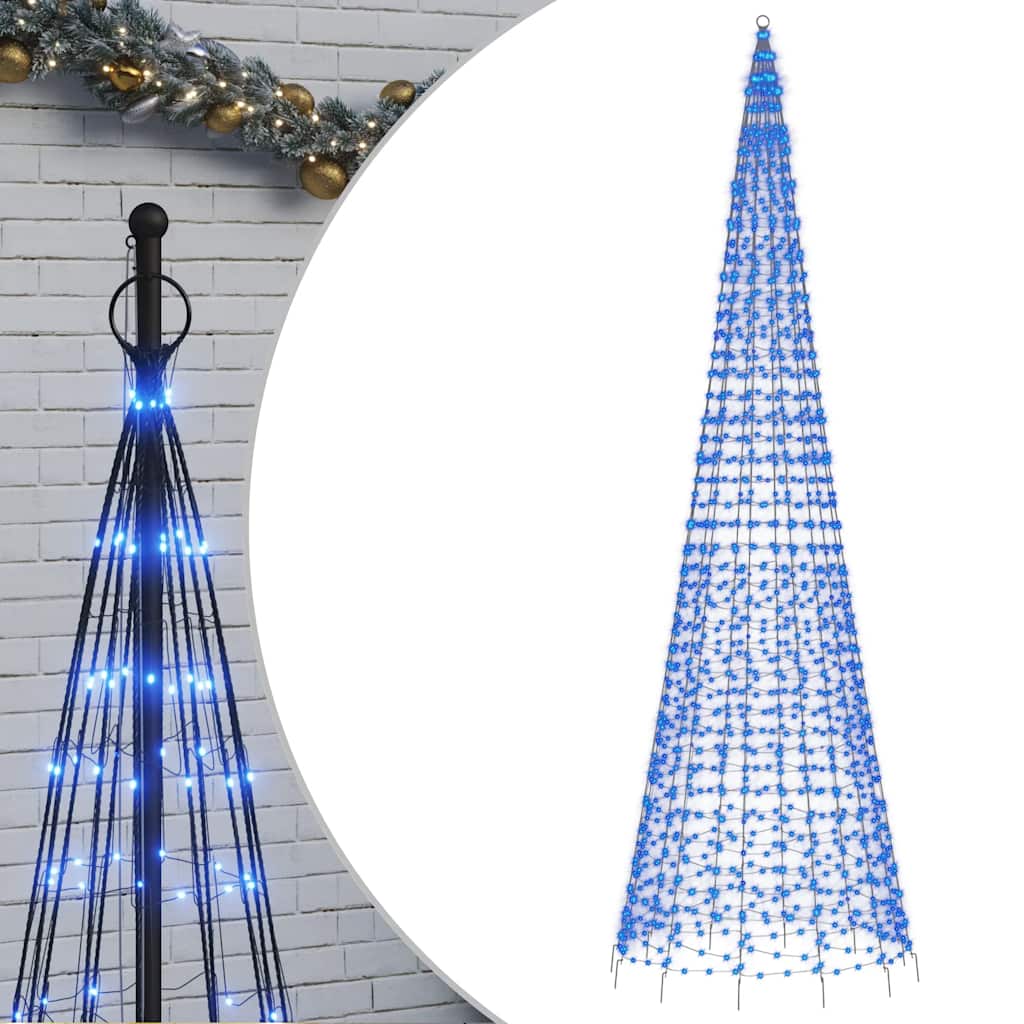 Vidaxl LED Arbre de Noël à Vlaggenmast 1534 LEDS 500 cm bleu