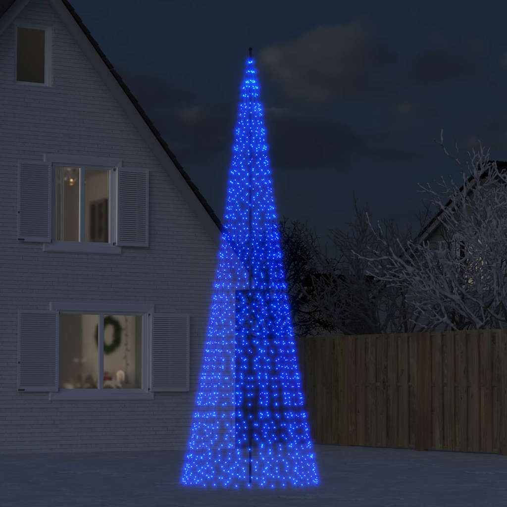 Vidaxl LED Arbre de Noël à Vlaggenmast 1534 LEDS 500 cm bleu