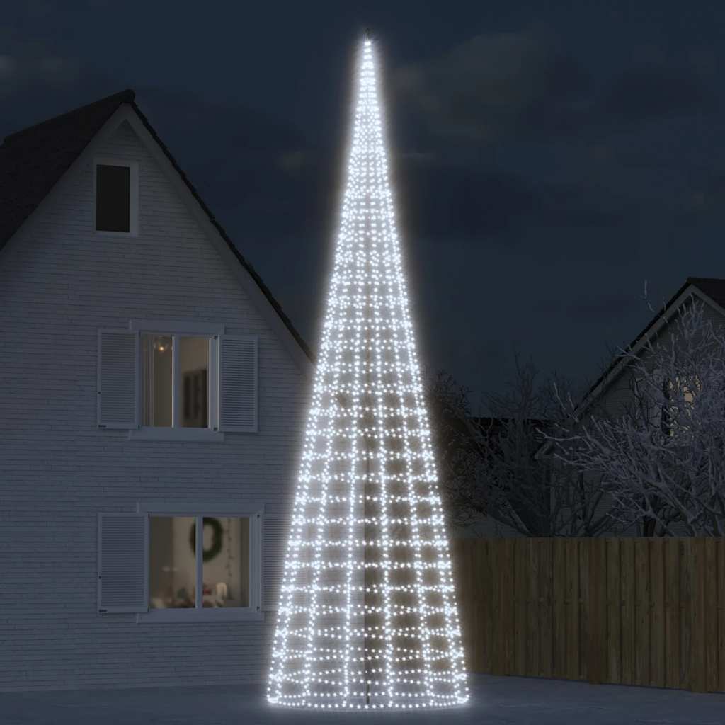 Vidaxl LED Arbre de Noël sur le mât 3000 LEDS Cold White 800 cm