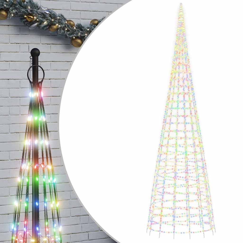 Vidaxxl Sapin de Noël LED sur mât de drapeau 3000 LED colorées 800 cm