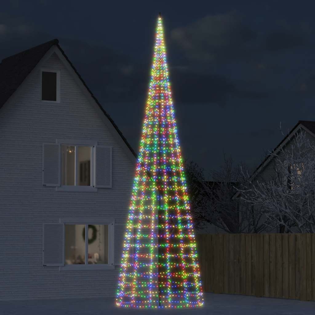 Vidaxxl Sapin de Noël LED sur mât de drapeau 3000 LED colorées 800 cm