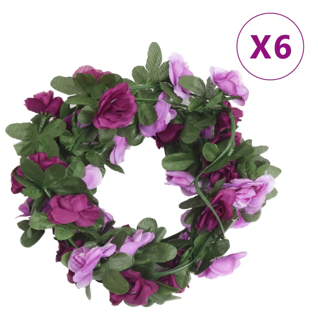 Vidaxl Garlands de Noël avec des fleurs 6 st 250 cm