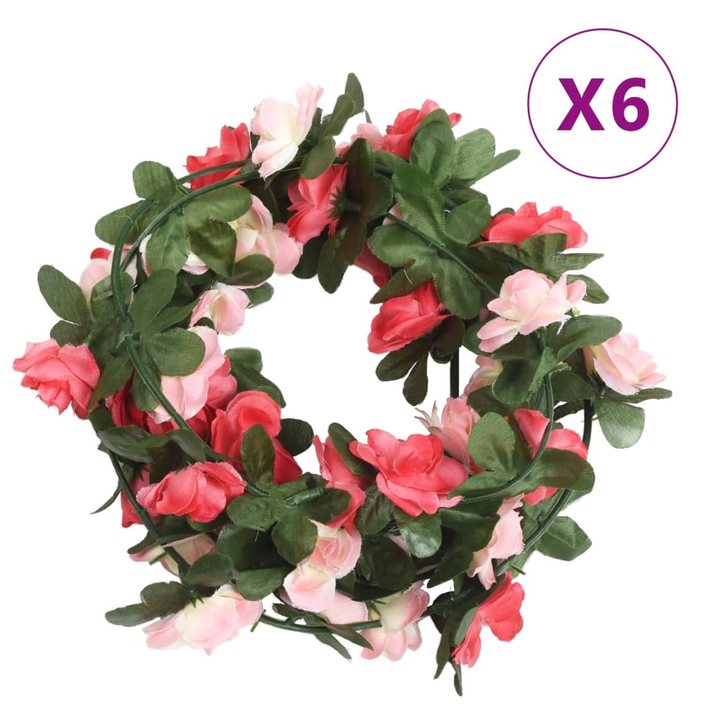 Vidaxl Garlands de Noël avec des fleurs 6 st 250 cm Spring Rosé
