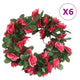 Vidaxl Garlands de Noël avec des fleurs 6 st 250 cm Spring Pink-RED