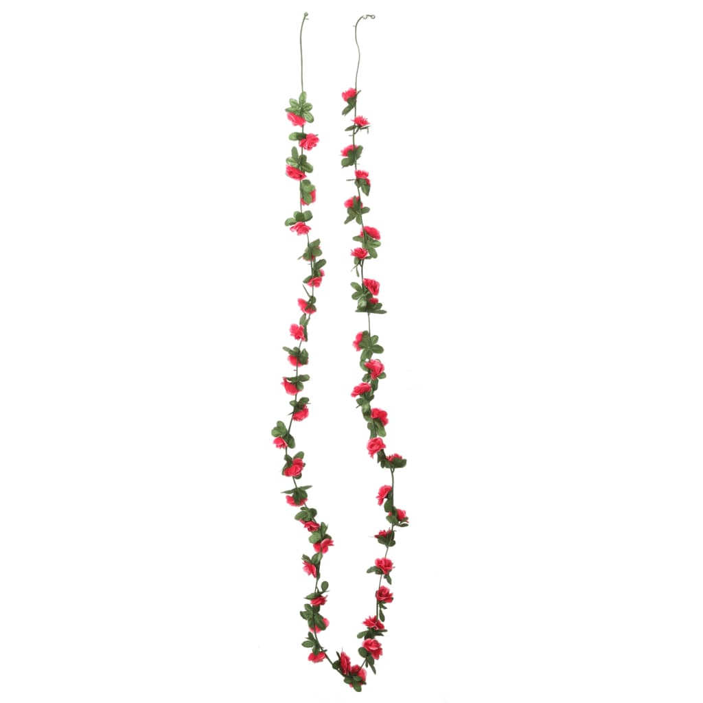 Vidaxl Garlands de Noël avec des fleurs 6 st 250 cm Spring Pink-RED
