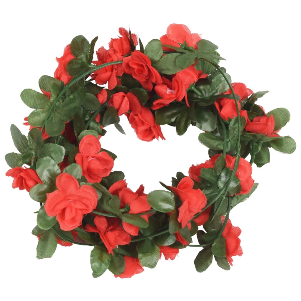Vidaxl Garlands de Noël avec des fleurs 6 st 250 cm de printemps rouge