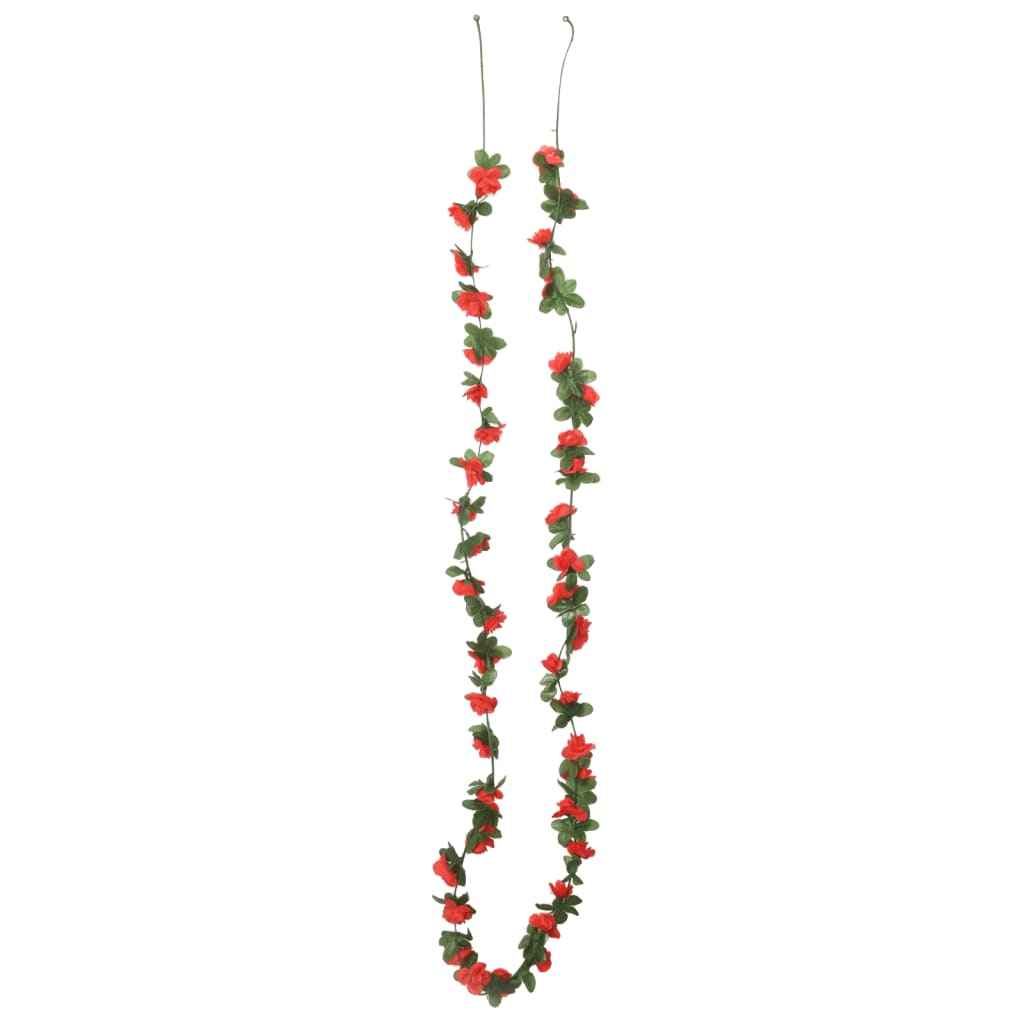 Vidaxl Garlands de Noël avec des fleurs 6 st 250 cm de printemps rouge