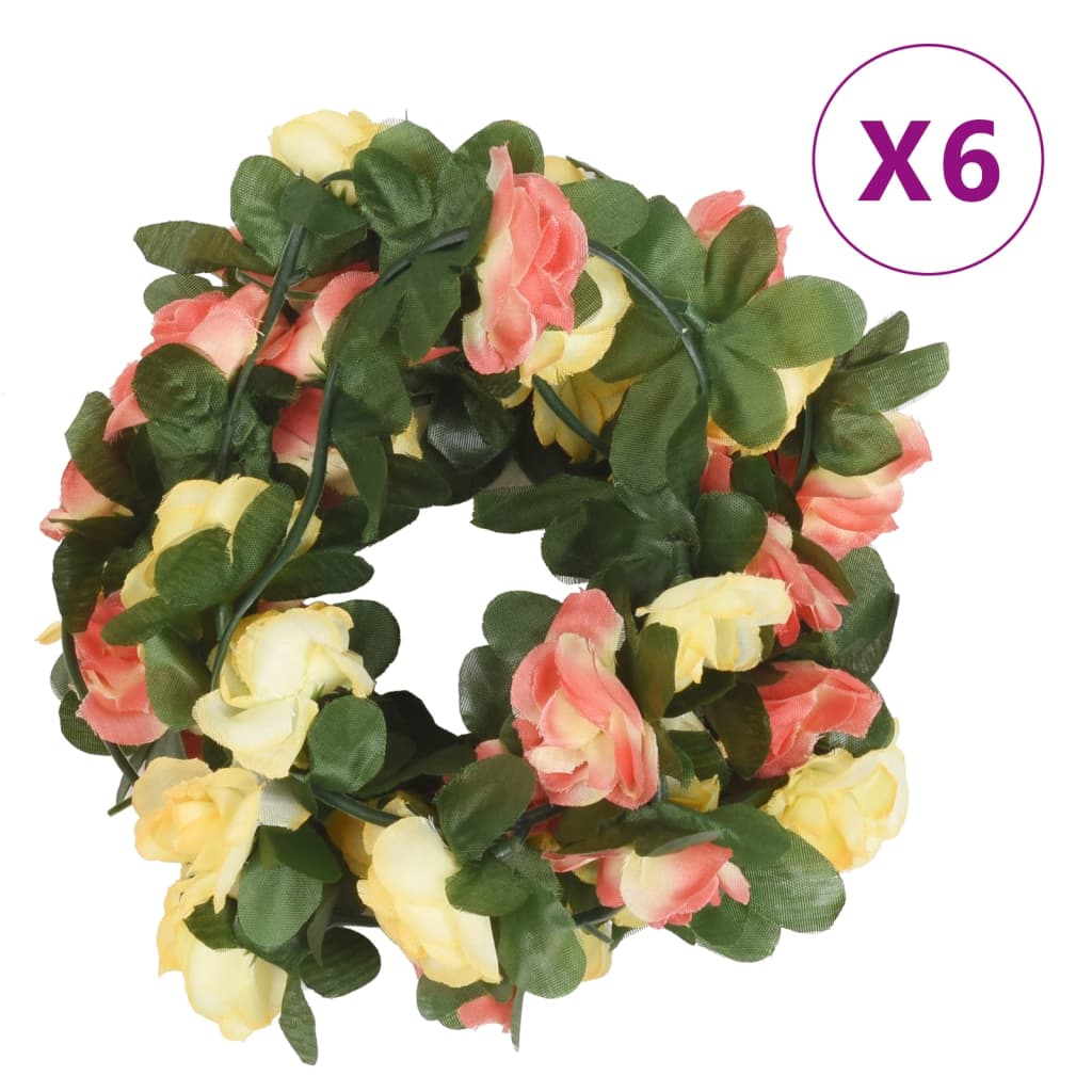 Vidaxl Garlands de Noël avec des fleurs 6 st 250 cm Spring Sunset Red