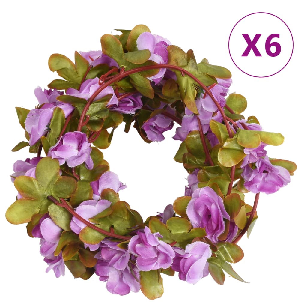 Vidaxl Garlands de Noël avec des fleurs 6 st 250 cm clair violet