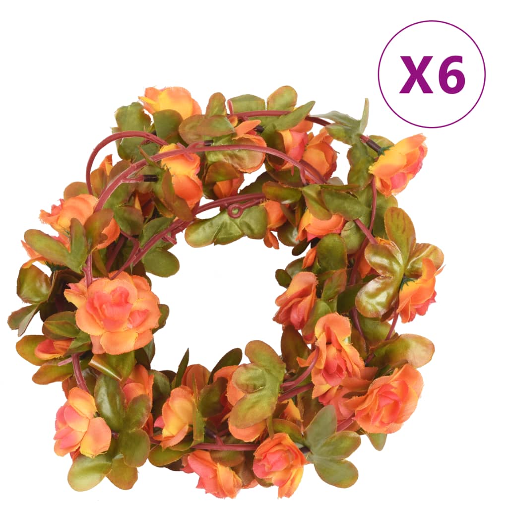 Vidaxl Garlands de Noël avec des fleurs 6 st 250 cm orange