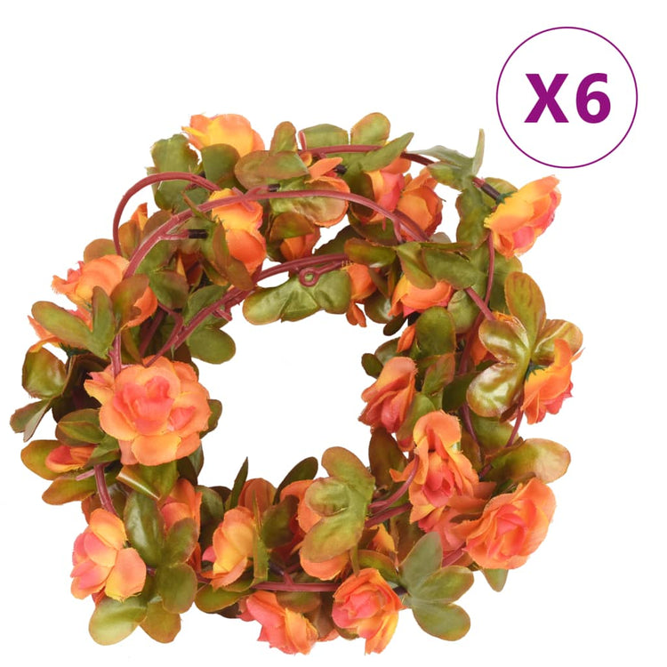Vidaxl Garlands de Noël avec des fleurs 6 st 250 cm orange