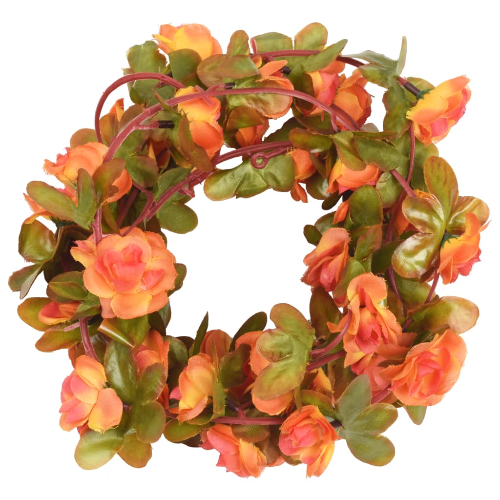 Vidaxl Garlands de Noël avec des fleurs 6 st 250 cm orange