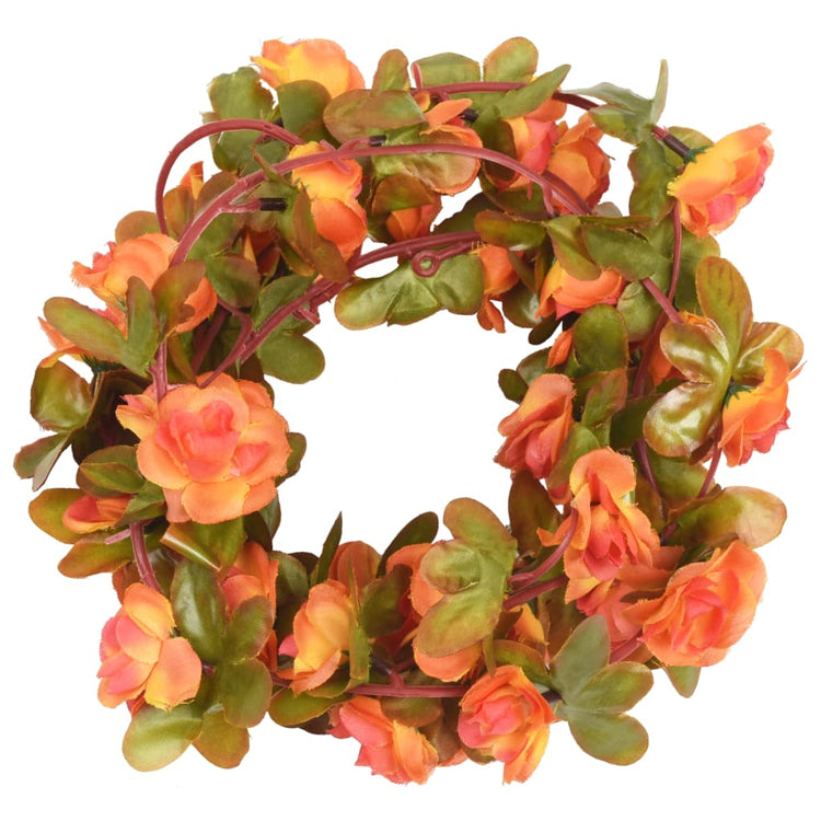 Vidaxl Garlands de Noël avec des fleurs 6 st 250 cm orange