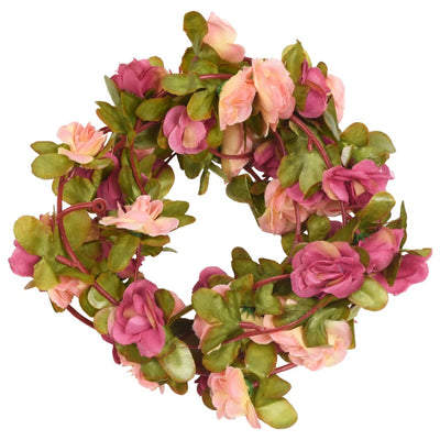 Vidaxl Garlands de Noël avec des fleurs 6 st 250 cm rose-rouge