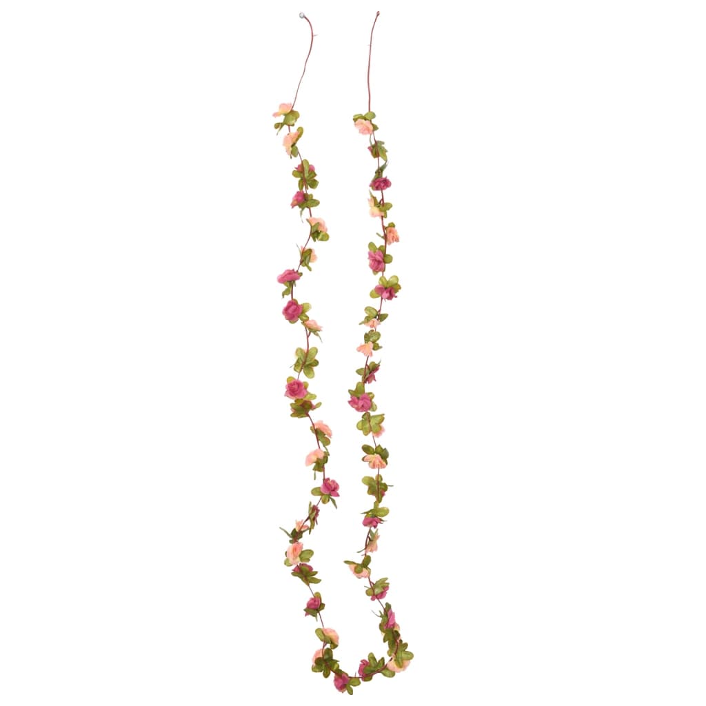 Vidaxl Garlands de Noël avec des fleurs 6 st 250 cm rose-rouge
