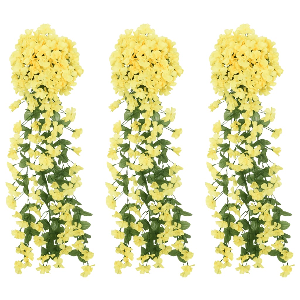 Vidaxl Garlands de Noël avec des fleurs 3 st 85 cm jaune