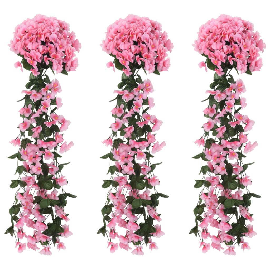 Vidaxl Garlands de Noël avec des fleurs 3 st 85 cm rose