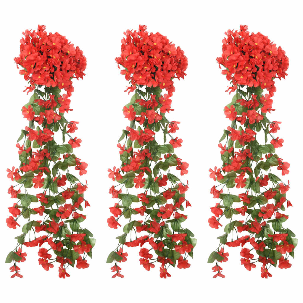 Vidaxl Garlands de Noël avec des fleurs 3 st 85 cm rouge