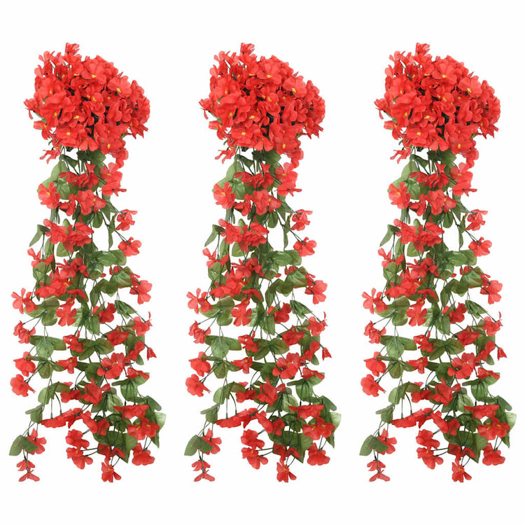 Vidaxl Garlands de Noël avec des fleurs 3 st 85 cm rouge