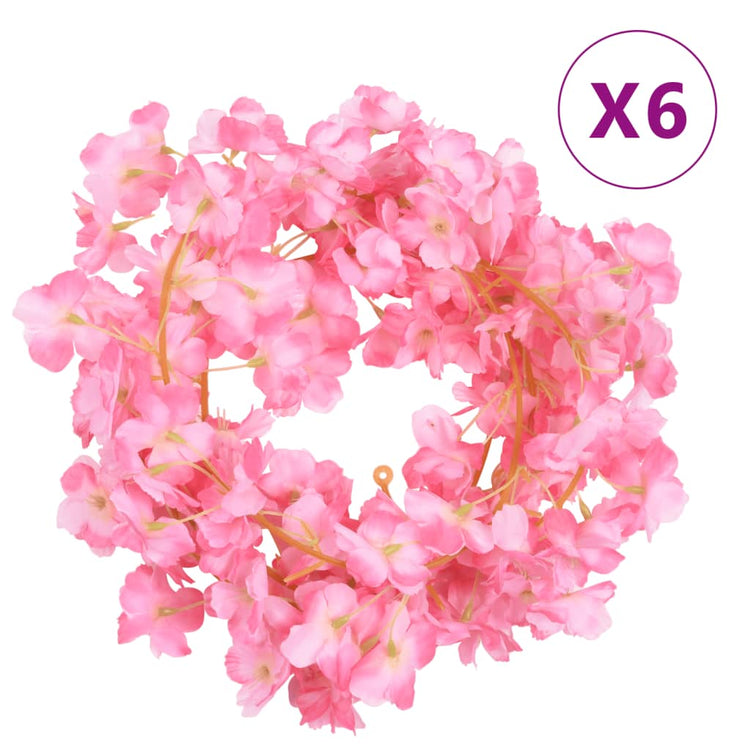 Vidaxl Garlands de Noël avec des fleurs 6 st 180 cm rose foncé