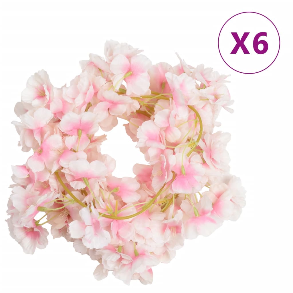 Vidaxl Garlands de Noël avec des fleurs 6 st 180 cm rose clair