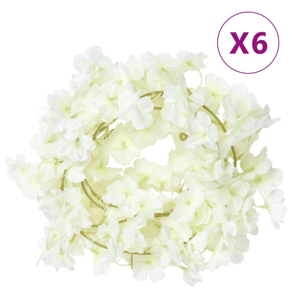 Vidaxl Garlands de Noël avec des fleurs 6 st 180 cm blanc