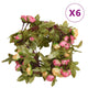 Vidaxl Garlands de Noël avec des fleurs 6 st 215 cm rose