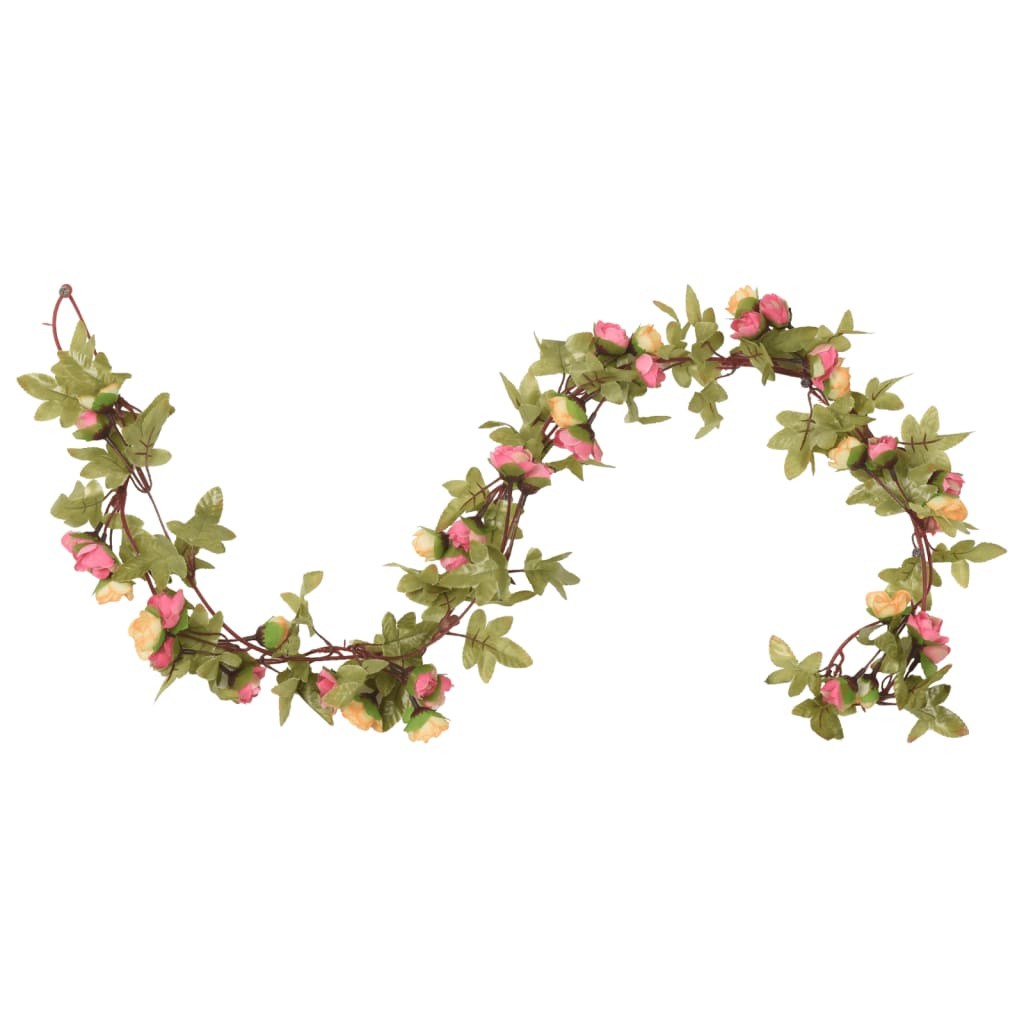 Vidaxl Garlands de Noël avec des fleurs 6 st 215 cm rose