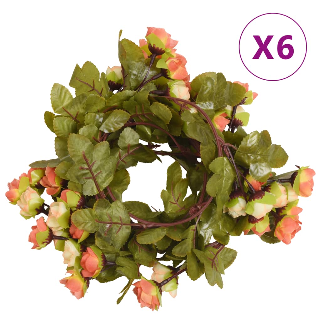 Vidaxl Garlands de Noël avec des fleurs 6 st 215 cm Sunrise rouge