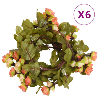 Vidaxl Garlands de Noël avec des fleurs 6 st 215 cm Sunrise rouge