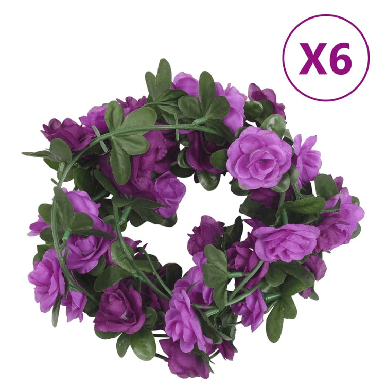 Vidaxl Garlands de Noël avec des fleurs 6 st 240 cm clair violet