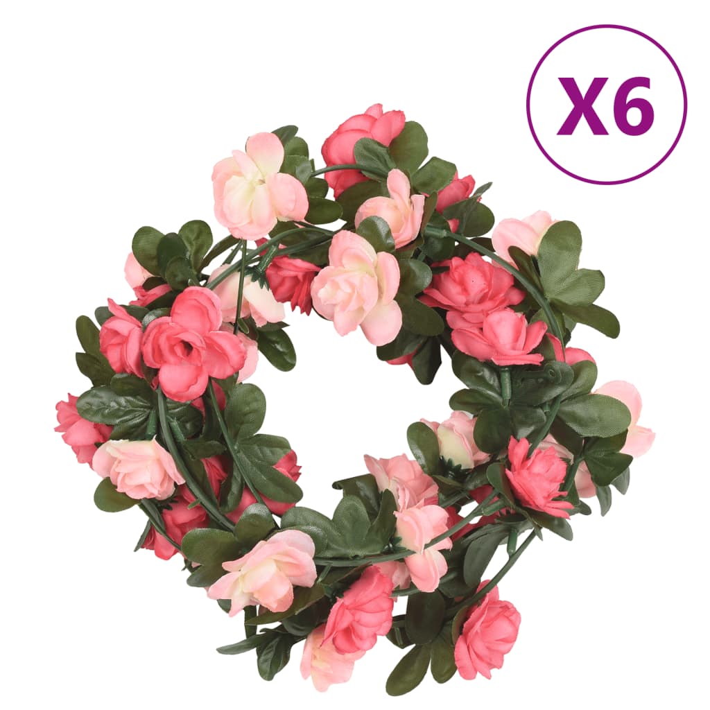 Vidaxl Garlands de Noël avec des fleurs 6 st 240 cm Rosé