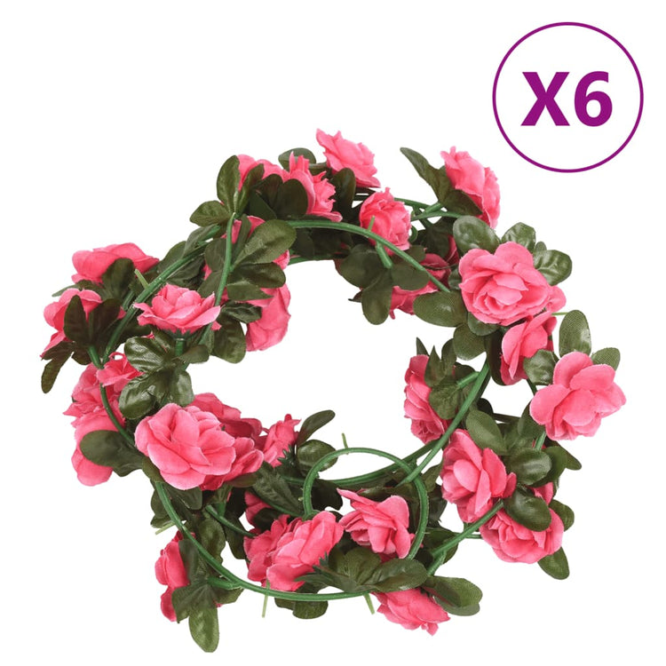 Vidaxl Garlands de Noël avec des fleurs 6 st 240 cm Rose rouge