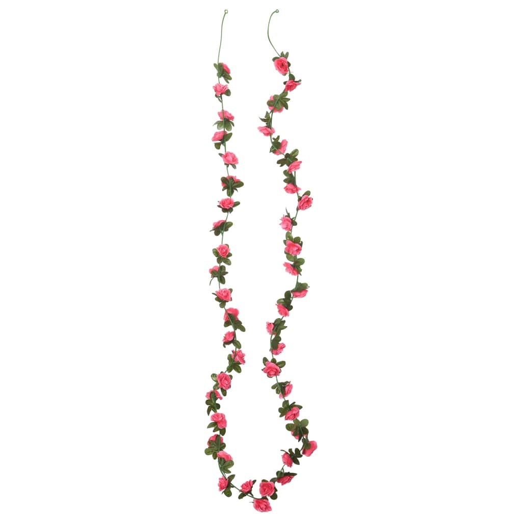 Vidaxl Garlands de Noël avec des fleurs 6 st 240 cm Rose rouge