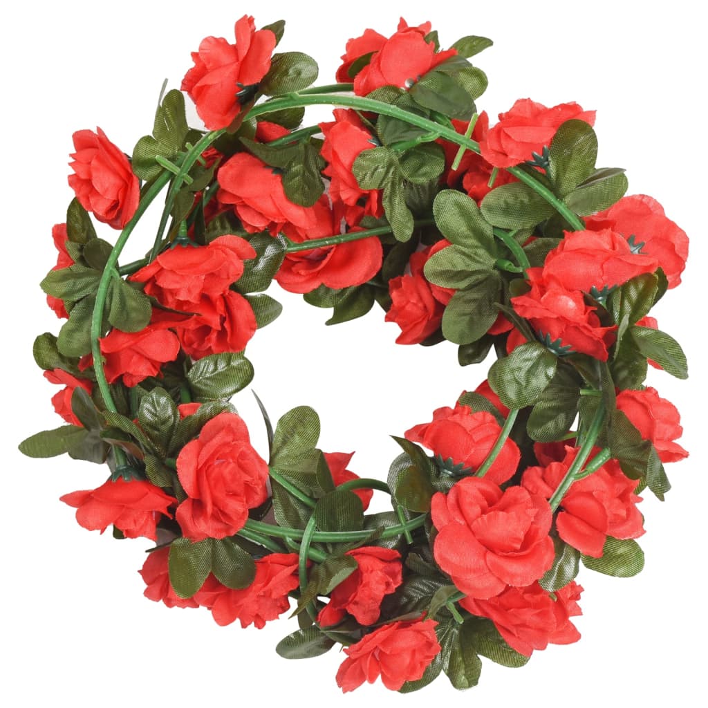 Vidaxl Garlands de Noël avec des fleurs 6 st 240 cm de rouge